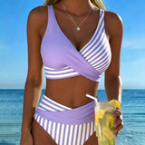 Bikini Cruzado Rayado Impreso