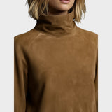 Mimi | Vestido Corto de Ante con Cuello Alto