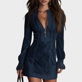 Débora | Mini Vestido de Ante con Encaje