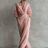 Sofia | Vestido Maxi de Lino Rosa con Escote en V
