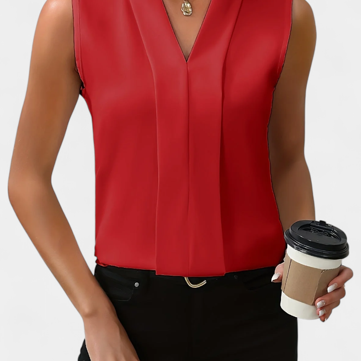 Nele Blusa Sin Mangas con Escote en V y Corte Fluido