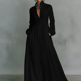Alba | Vestido Maxi de Lino Patchwork con Cuello Alto