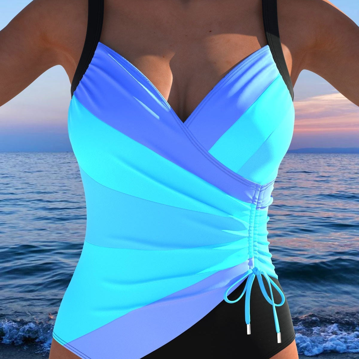 Bañador cruzado de lujo con estampado colorido