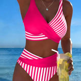 Bikini Cruzado Rayado Impreso