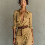 Isabel | Maxivestido con cuello de solapa y manga larga
