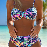 Bikini Con Tirantes Finos Motivo Abstracto Impreso