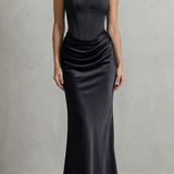 VESTIDO MAXI CORSÉ PALABRA DE HONOR CON DRAPEADO