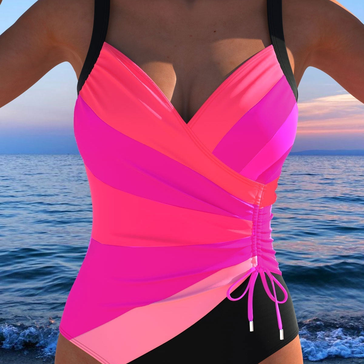 Bañador cruzado de lujo con estampado colorido