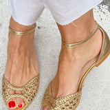 Sara | Sandalias Trenzadas Doradas