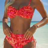 Bikini Con Tirantes Finos Motivo Abstracto Impreso