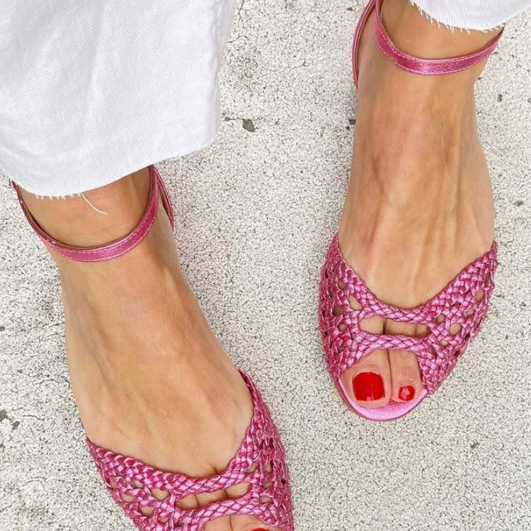 Sara | Sandalias Trenzadas Doradas