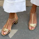 Valeria | Sandalias Doradas Elegancia Diaria