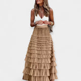 Valerie - Falda boho con dobladillo de satén y malla