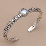 Pulsera vintage abierta de plata con circonitas
