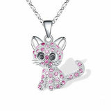 Collar de Plata con Gatitos y Zirconitas Multicolores
