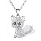 Collar de Plata con Gatitos y Zirconitas Multicolores