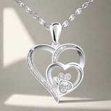 Collar de Plata con Huella y Corazón con Circonitas