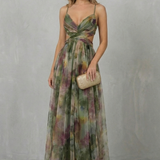 VESTIDO MAXI SIN MANGAS CON ROMANTICISMO ACUARELA