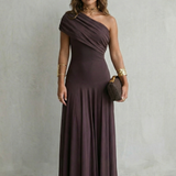 VESTIDO MAXI DE UN HOMBRO CON ESCOTE DRAPEADO ELEGANTE