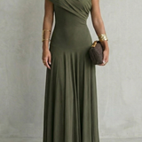 VESTIDO MAXI DE UN HOMBRO CON ESCOTE DRAPEADO ELEGANTE
