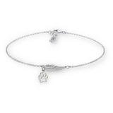 Pulsera Monumento de Plata con Pluma de Ángel y Huella | Hecho a Mano