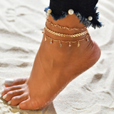 Pulsera en el Tobillo de Oro y Cristal