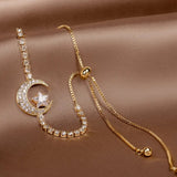 Pulseras con Colgante de Luna de Circonio y Oro