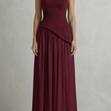VESTIDO MAXI PALABRA DE HONOR CON DRAPEADO ESCULPIDO