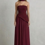 VESTIDO MAXI PALABRA DE HONOR CON DRAPEADO ESCULPIDO