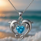 Collar Doble de Plata con Delfines del Amor