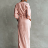 Sofia | Vestido Maxi de Lino Rosa con Escote en V