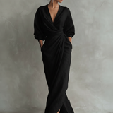 Sofia | Vestido Maxi de Lino Rosa con Escote en V