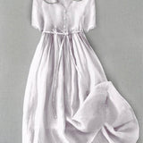 Isla | Elegante Vestido de Algodón-Lino de Manga Media