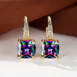Pendientes Hoop Dorados con Piedras Misteriosas