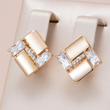Pendientes Geométricos Elegantes con Circonio en Oro