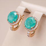 Pendientes Elegantes en Oro con Turquesa y Ópalo
