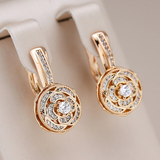 Pendientes Redondos Elegantes de Circonio y Oro