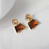 Pendientes Colgantes de Cristales del Desierto en Oro
