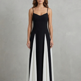 VESTIDO MAXI ELEGANTE CON CONTRASTE MODERNO PARA MUJER