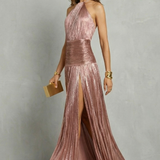 VESTIDO MAXI DRAPEADO CON ELEGANCIA METALIZADA