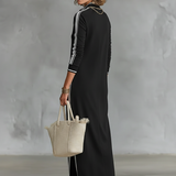 Andressa | Vestido Maxi de Sudadera con Cuello de Botón