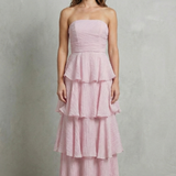VESTIDO MAXI PALABRA DE HONOR CON CAPAS EN CASCADA