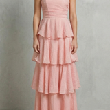 VESTIDO MAXI PALABRA DE HONOR CON CAPAS EN CASCADA
