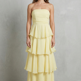 VESTIDO MAXI PALABRA DE HONOR CON CAPAS EN CASCADA
