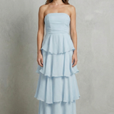 VESTIDO MAXI PALABRA DE HONOR CON CAPAS EN CASCADA