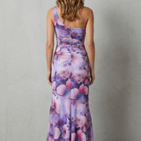 VESTIDO MAXI DE UN HOMBRO CON ELEGANCIA FLORAL