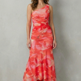 VESTIDO MAXI DE UN HOMBRO CON ELEGANCIA FLORAL