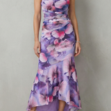 VESTIDO MAXI DE UN HOMBRO CON ELEGANCIA FLORAL