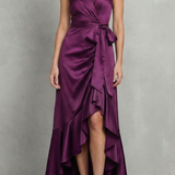 VESTIDO MAXI DE NOCHE CON SILUETA DRAPEADA DE SATÉN