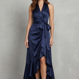 VESTIDO MAXI DE NOCHE CON SILUETA DRAPEADA DE SATÉN